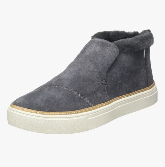 TOMS Women's Paxton Sneaker Boot Size 8.5 Fur Lined Shoe Gray Suede Cozy - Picture 13 of 16